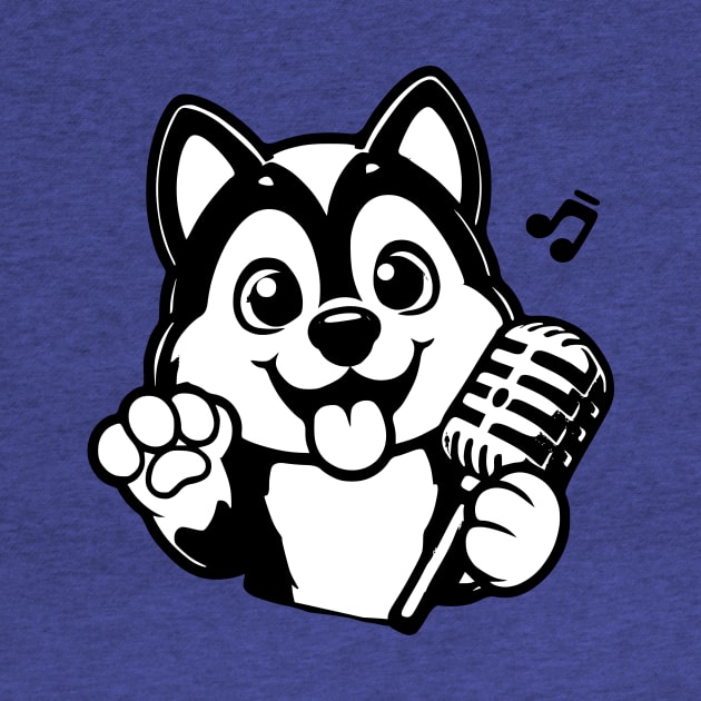 Husky Dog Singing by Kelly Louise Art